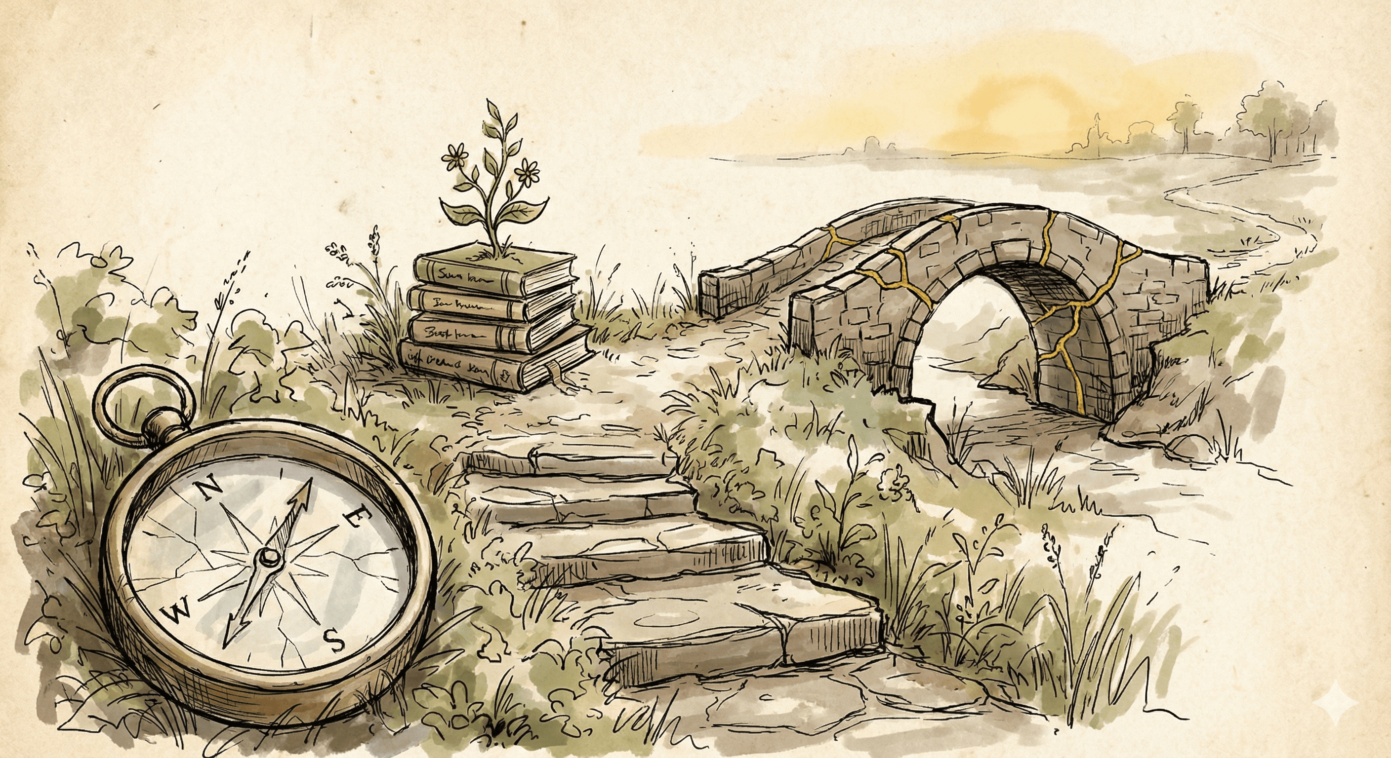 The winding path and the cracked compass